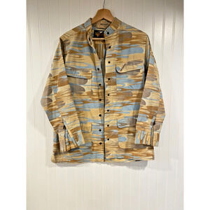 Harley Davidson Jacket Men’s Small Camo Snap Closure Long Sleeve Denim Shirt